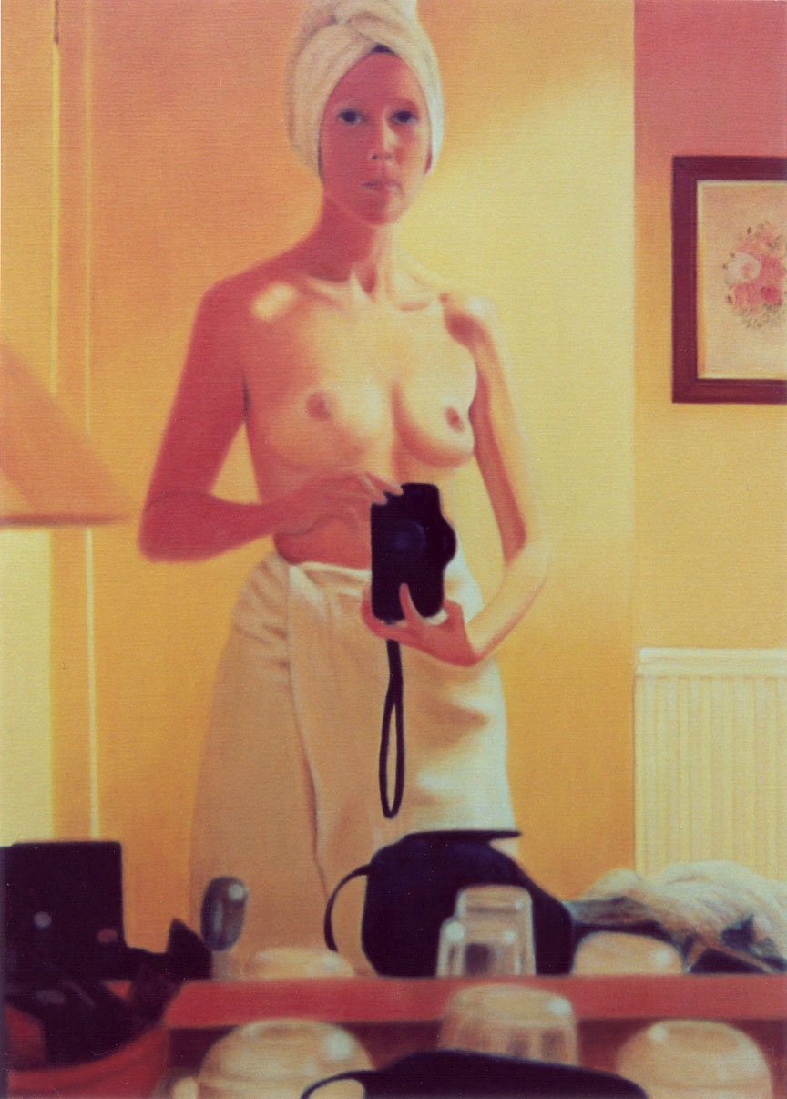 Lique Schoot, Self-portrait in front of Bathroom Mirror