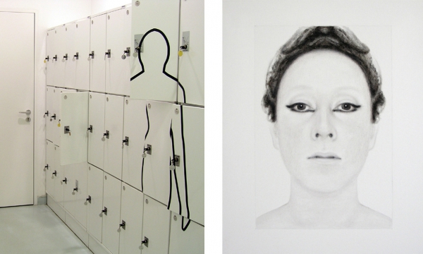 Lique Schoot, Site Specific Self-portrait with painted Self-portrait 10 09 13